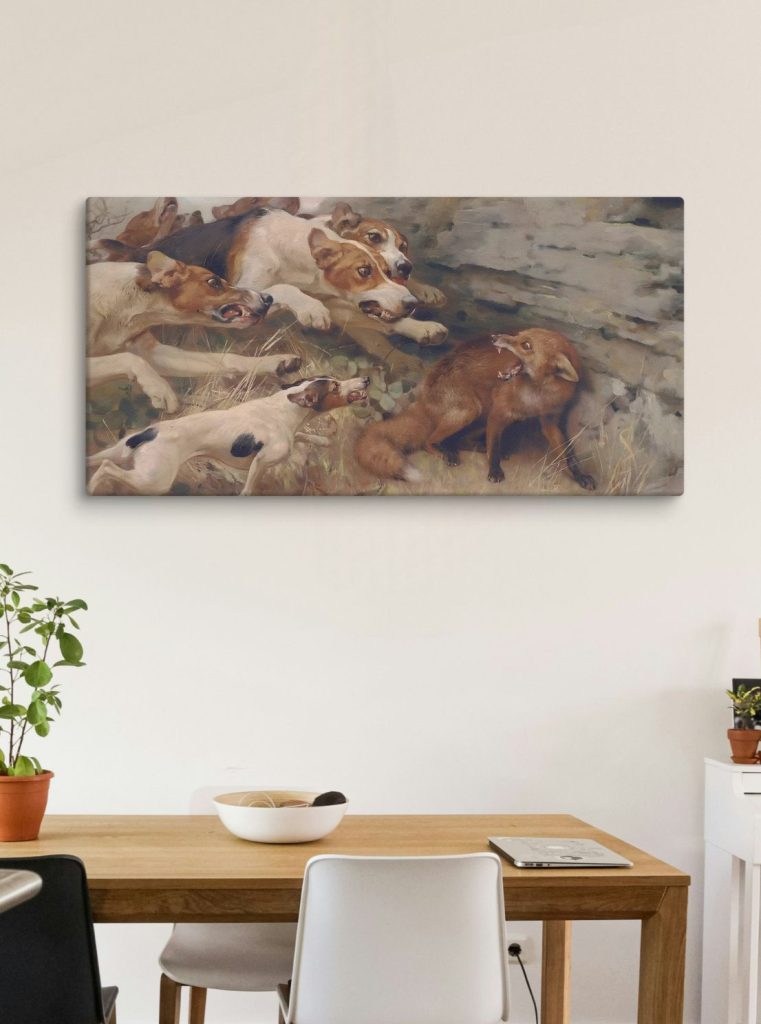 Antique fox hunting canvas print staged
