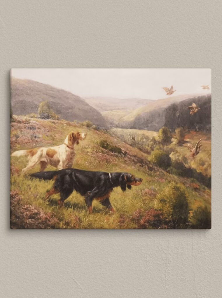 Bird dog painting grouse brittany gordon setter wall art