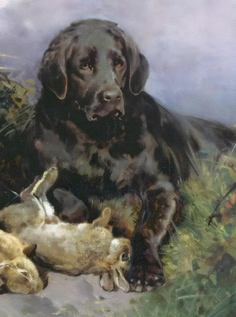Black lab hunting dog wall art detail 2