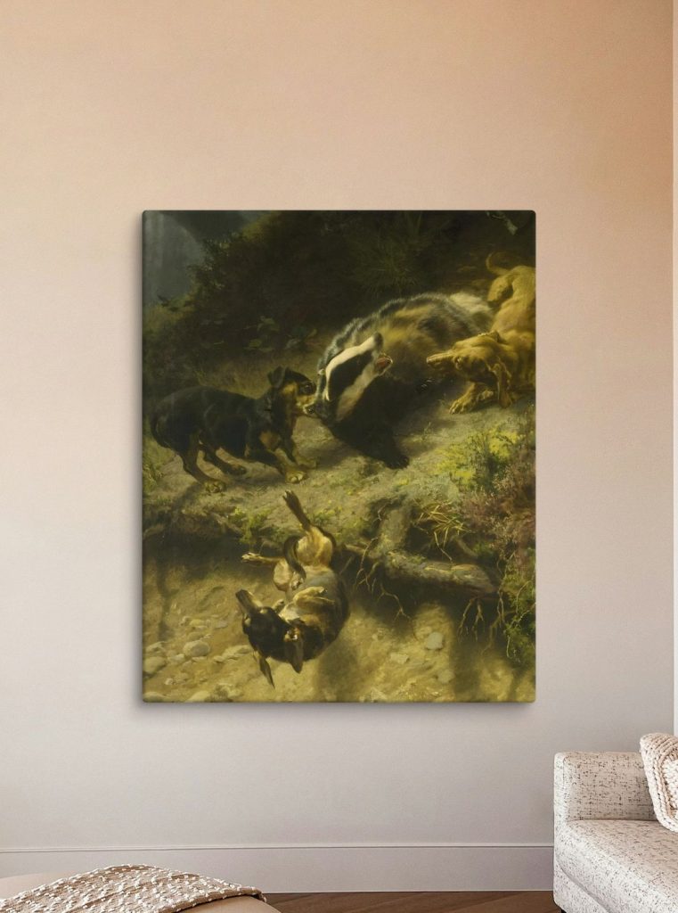 Dachshund hunting painting canvas print antique