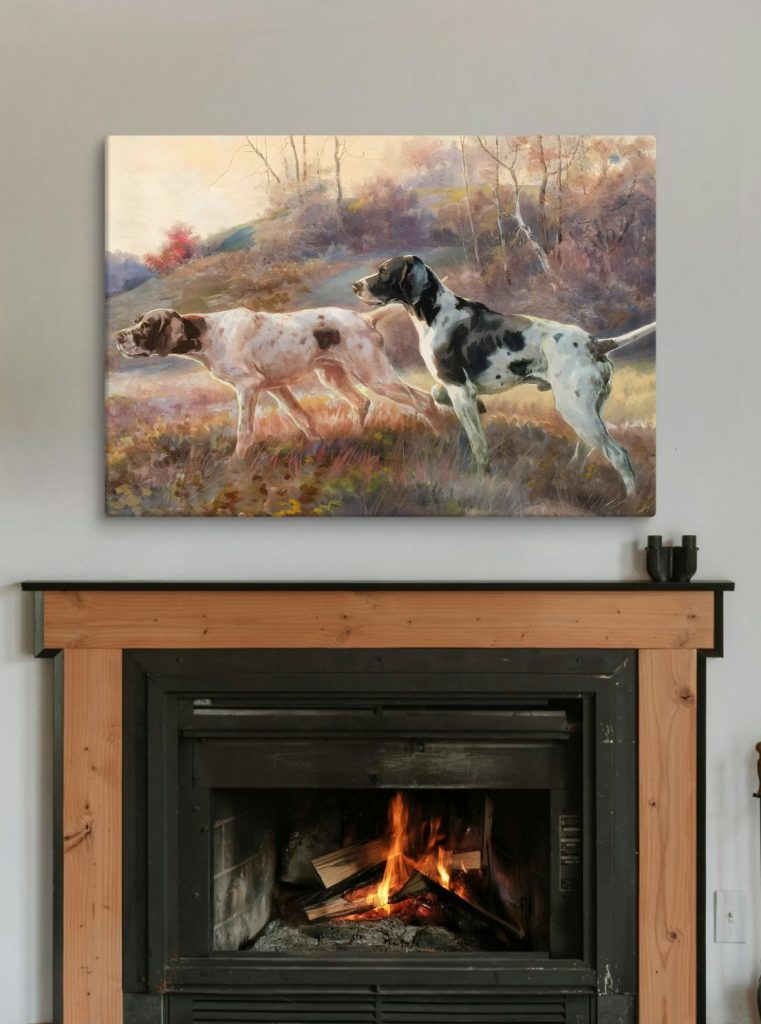German short haired pointers vintage hunting art print on canvas
