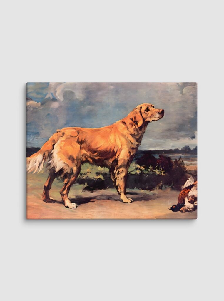 Golden retriever hunting dog painting