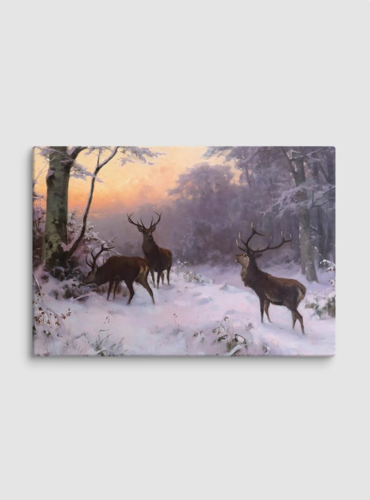 Painting of deer in snow