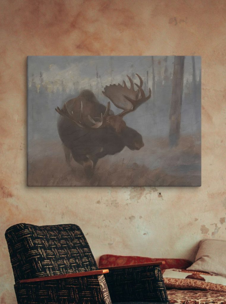 Vintage bull moose hunting canvas print teddy roosevelt