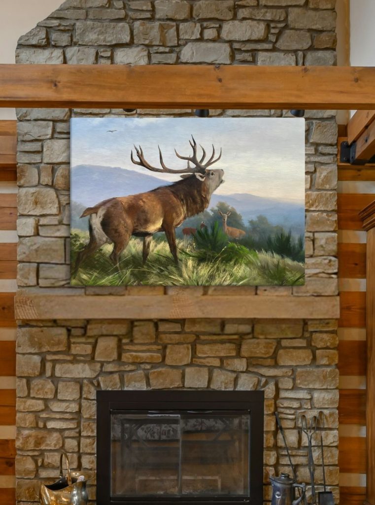 Vintage deer hunting stag painting canvas print