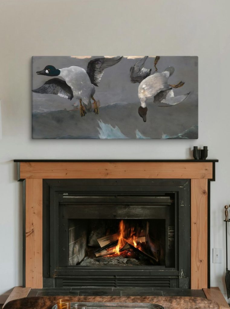 Vintage duck hunting painting wall art canvas print